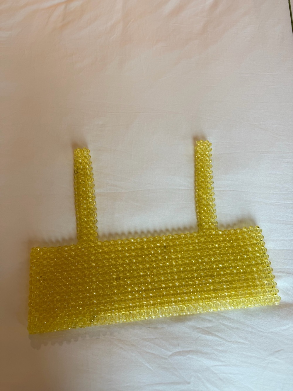 Yellow Beaded Crop Top